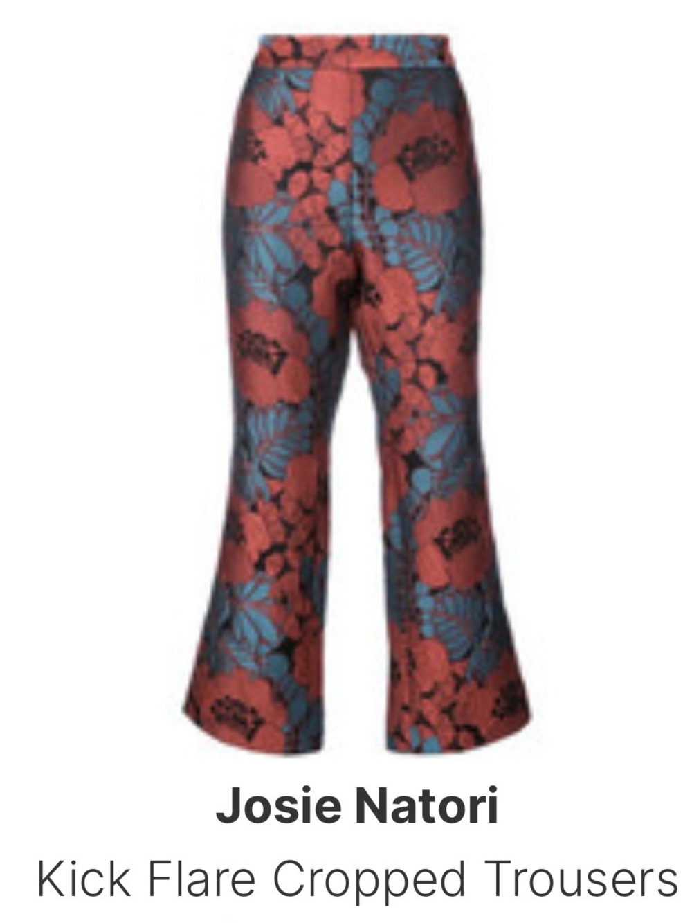 NEW! Josie Natori Multicolor Floral Jacquard Cropped Pants Teal & Burgundy 12